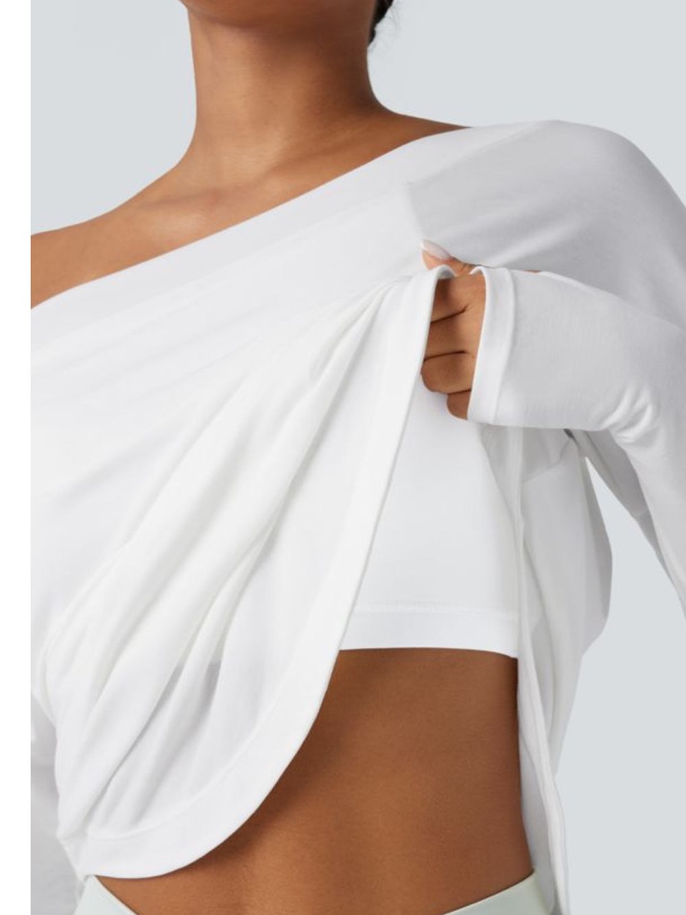 HALARA White Off-the-Shoulder Long-Sleeve Top